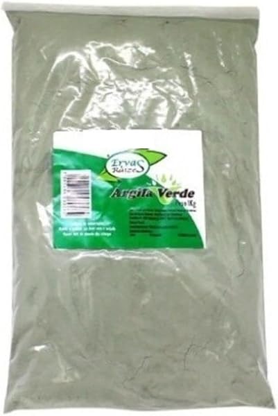 Argila Verde 100% Pura Ervas e Raízes 1kg