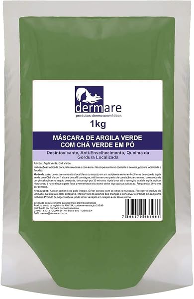 Argila Verde com Chá Verde Dermare 1kg