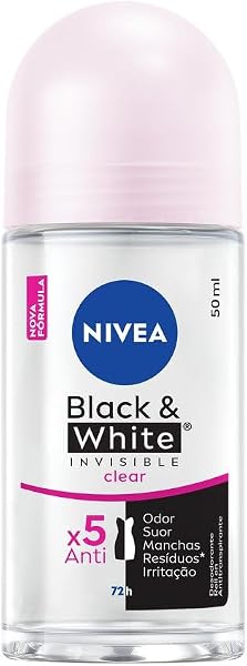 NIVEA Desodorante Antitranspirante Roll On Invisible Black & White Clear