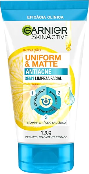 Sabonete Facial 3 em 1 Garnier Uniform & Matte Antiacne